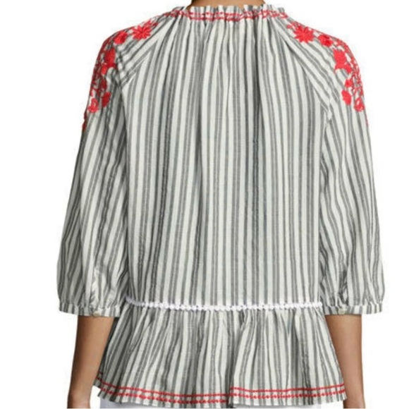Kate Spade New York Broom Street Striped Net Embroidered Peplum Top – Medium - Picture 5 of 5